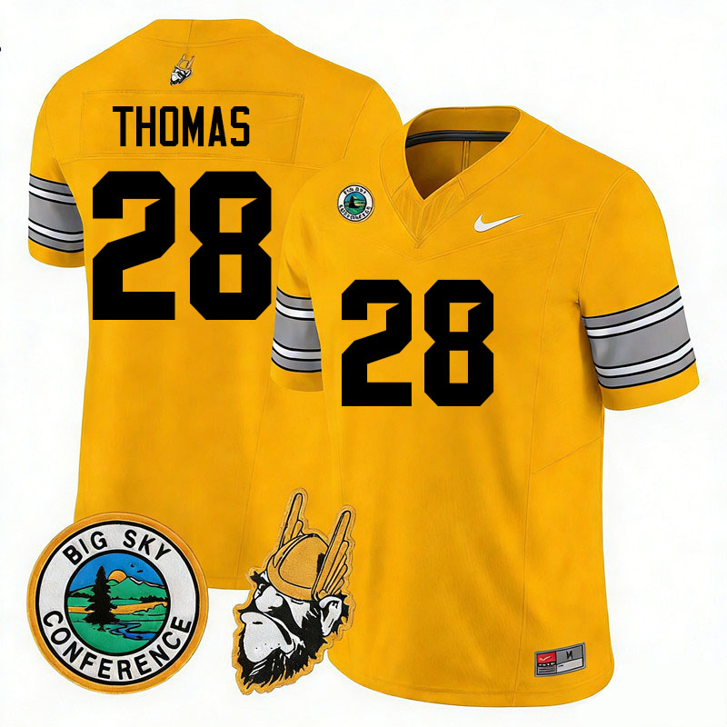 Idaho Vandals #28 Nate Thomas College Football Jerseys,Uniforms Stitched-Gold